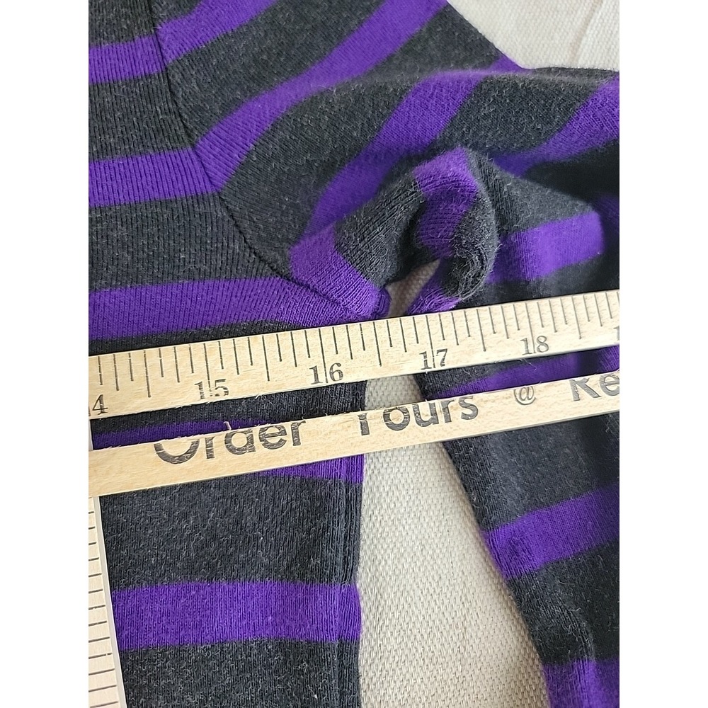 Lauren Ralph Lauren Striped Top Womens S Purple Grey Long Sleeve Sleeve Pocket - Picture 9 of 11